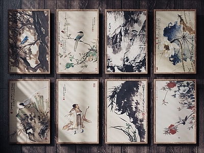 新中式挂画组合 中式装饰挂画
