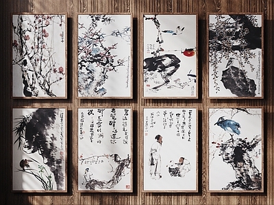 新中式挂画组合 中式装饰挂画
