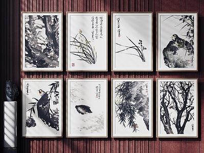 新中式挂画组合 中式装饰挂画
