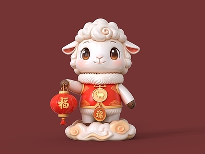 新中式雕塑摆件 羊年美陈 羊年雕塑 春节美陈 福到运到