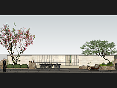 新中式景观别墅庭院 海派庭院 花园 别墅庭院