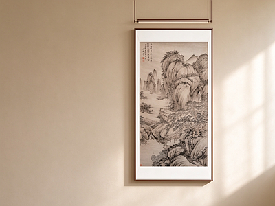 新中式山水画 玄关国画挂画 水墨山水画
