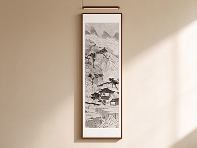 新中式山水画 茶室水墨立轴画