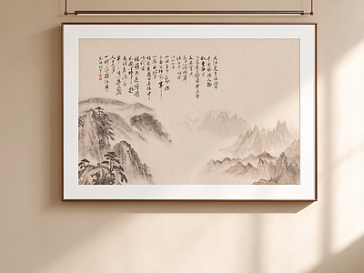 新中式山水画 横版山水书法国画