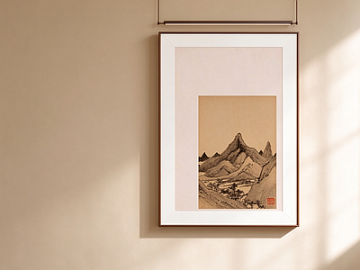 新中式山水画 书房复古山水挂画