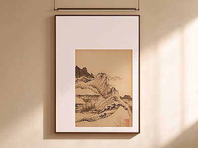 新中式山水画 书房复古山水挂画 国画