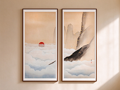 新中式山水画 国画组合