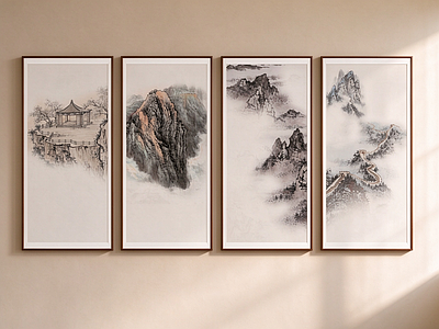 新中式山水画 国画组合
