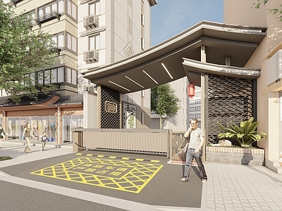 新中式景观入口大门 小区出入口 新中式小区出入口 新中式