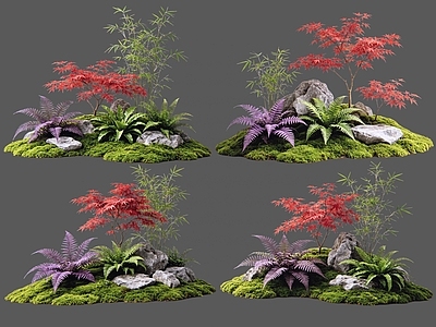 禅意花境 2D植物组合 花卉花镜 花草镜植物组合 花草花丛 地被花灌木球