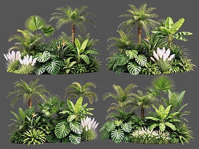 现代主义花境 2D植物组合 花卉花镜 花草镜植物组合 花草花丛 地被花灌木球