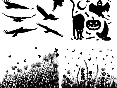其他图库 剪影 贴图 线稿 猫 万圣节剪影