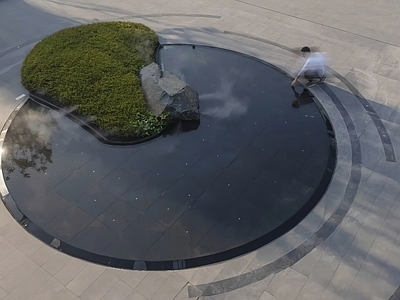 镜面水景 新中式镜面水景 圆形枯山水水景 水景给排水系统图