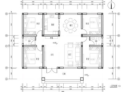 别墅建筑 自建房 乡村别墅 一层自建房 四叶草户型
