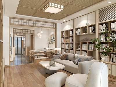 日式宋式客餐厅 沙发组合 餐桌椅