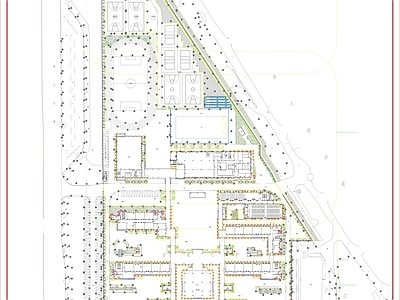 其他类型图纸 绿化施工平面图 绿化苗木表格 学校绿化规划图 学校规划总图 学校景观绿化图