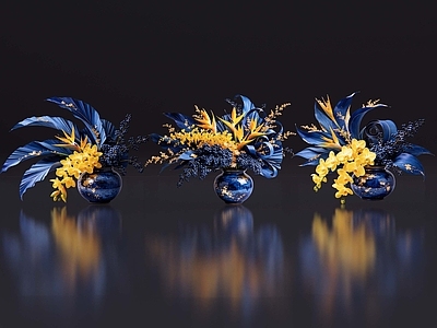 轻奢花瓶 2D轻奢花艺 现代侘寂花瓶花艺 法式复古花艺 高级感花艺 软装摆件