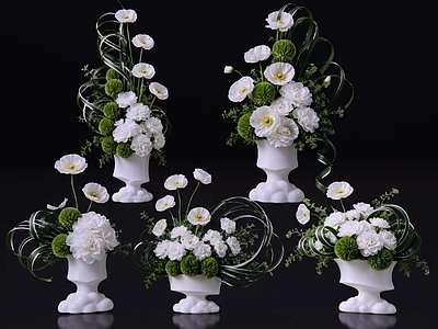 现代花瓶 2D轻奢花艺 现代侘寂花瓶花艺 法式复古花艺 高级感花艺 软装摆件