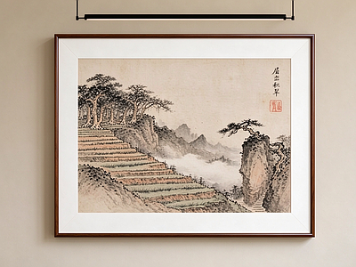 新中式山水画 写意装饰画 茶室装饰画