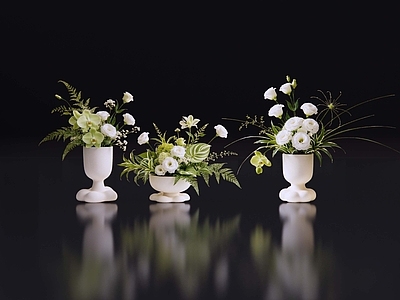 奶油风花瓶 2D轻奢花艺 现代侘寂花瓶花艺 法式复古花艺 高级感花艺 软装摆件