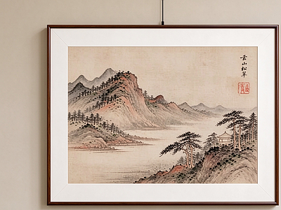 新中式山水画 茶室装饰画 写意山水 书房装饰画