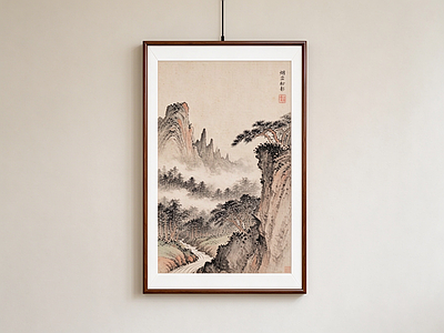 新中式山水画 国画 茶室装饰画 经理室装饰画