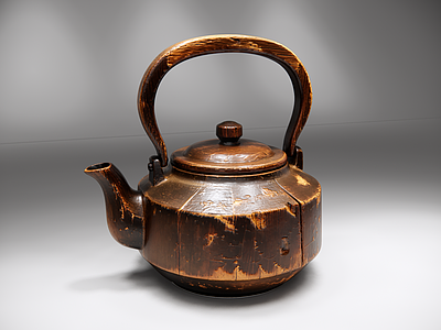 复古茶具 旧木茶壶 深棕老木 复古木茶壶 提梁壶 中式茶具