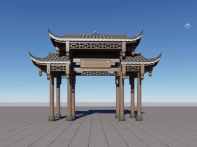 中式古建古建筑 古建筑 木构建筑 牌楼门