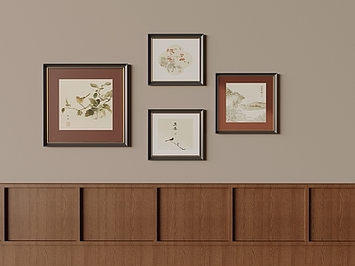 新中式挂画组合 中古风挂画