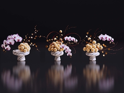 轻奢花境 2D现代轻奢花艺 现代侘寂花瓶花艺 法式复古花艺 高级感花艺 软装摆件