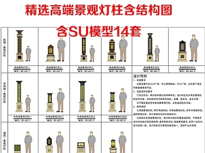 灯节点 高端景观灯柱施工 景观灯柱模型 庭院灯草坪灯详图