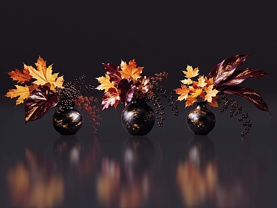 轻奢花境 2D现代轻奢花艺 现代侘寂花瓶花艺 法式复古花艺 高级感花艺 软装摆件