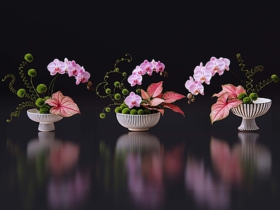 极简花境 2D现代轻奢花艺 现代侘寂花瓶花艺 法式复古花艺 高级感花艺 软装摆件