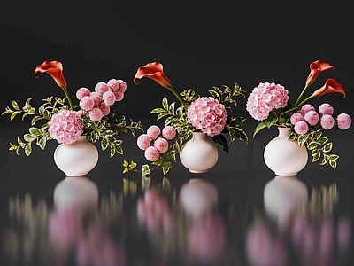 现代花境 2D现代轻奢花艺 现代侘寂花瓶花艺 法式复古花艺 高级感花艺 软装摆件