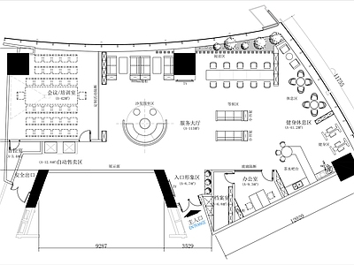 建筑平面布置图 党群服务中心 平面布局图