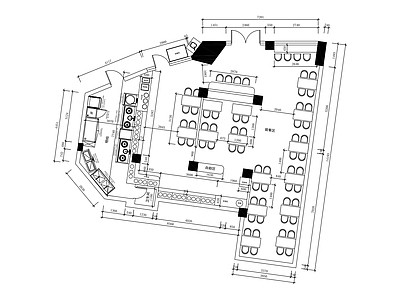 自助餐厅 快餐店 自助快餐店布置图 100平布置图