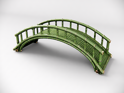 中式雕塑摆件 竹桥 AI建模 青竹 雕塑 美陈