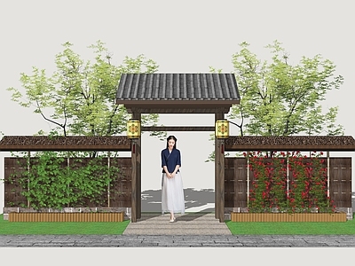 入口大门 民宿院门 入户门 乡村民居大门 乡村景观院门