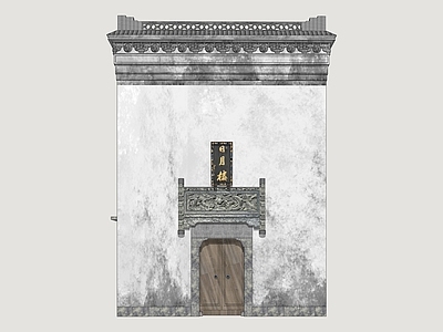 中式古建背景墙 徽派建筑门头 徽派山墙 徽派山墙门头 砖墙门头