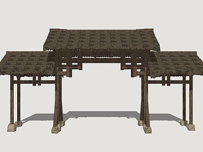 中式古建牌坊牌楼 木牌坊 木牌楼 古代牌坊