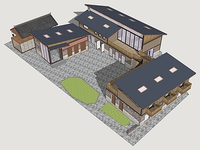 新中式民宿建筑 乡村民宿 山地民宿建筑 乡村民居改造