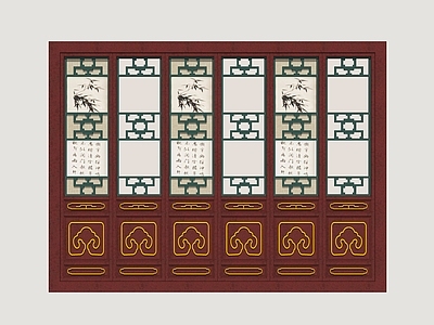 中式镂花窗 古代建筑门窗 镂空花窗