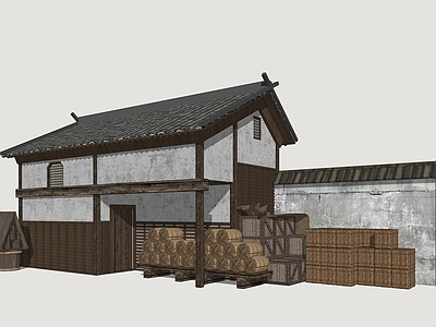 日式仓储建筑 古代民房仓库 乡村民房仓库 古代军事仓库