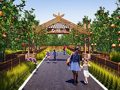 新中式景观农业景观 石榴果园采摘园 石榴园石榴采摘园 果园农场石榴乐园 石榴儿童亲子乐园 产业基地种植石榴