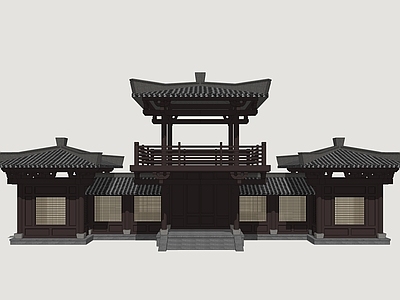 中式古建古建筑 汉风商业街建筑 古代影视建筑 汉代商业建筑