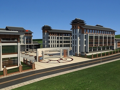 新中式学校外观