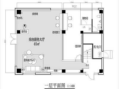 工装平面图 三层社区服务中心