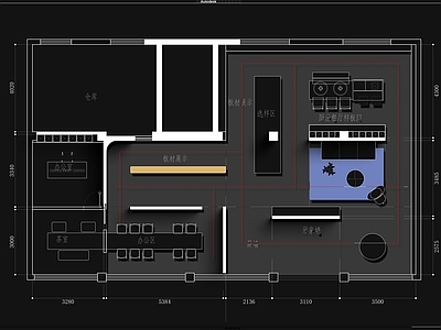 工装平面图 200㎡ 装饰建材展厅 全屋定制 平面布置图