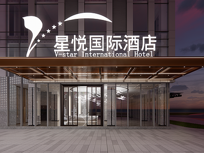 现代门头 酒店门头 门头 大堂门头