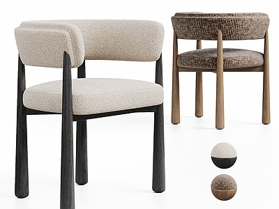 现代简约餐椅 Cassina 意式极简单椅 侘寂中古风休闲椅 羊羔绒粗花呢布艺 书房卧室餐厅椅